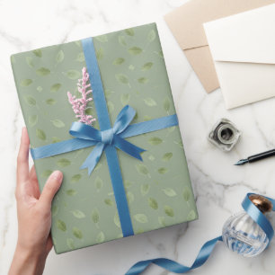 Salie Groene Aquarel Blad Patroon Cadeaupapier