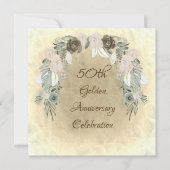 Salie Groene Aquarel Bloemen Gouden Bruiloft Kaart (Voorkant)