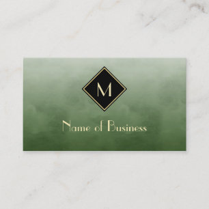 Salie Groene Aquarel Gouden Monogram Visitekaartje