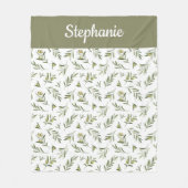 Salie Groene Aquarel Olijf Naam Fleece Deken (Voorkant)