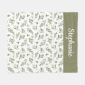 Salie Groene Aquarel Olijf Naam Fleece Deken (Voorkant (Horizontaal))
