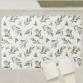 Salie Groene Aquarel Olijven Badmat