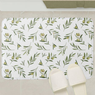 Salie Groene Aquarel Olijven Badmat