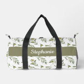 Salie Groene Aquarel Olijven Monogram Plunjezak (Voorkant)