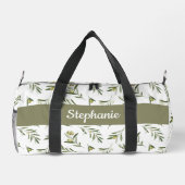 Salie Groene Aquarel Olijven Monogram Plunjezak (Achterkant)
