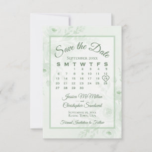 Salie Groene Aquarel Pioenrozen Kalender Trouwdag Save The Date