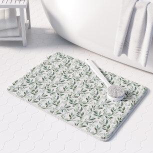 Salie Groene Aquarel Rustieke Olijf Patroon Badmat