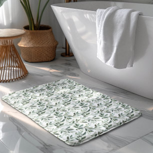 Salie Groene Aquarel Rustieke Olijf Patroon Badmat