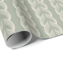 Salie Groene Art Deco Boog Luxe Patroon Cadeaupapier
