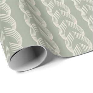Salie Groene Art Deco Boog Luxe Patroon Cadeaupapier