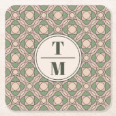 Salie Groene Art Deco Trouw Monogram Onderzetter (Voorkant)