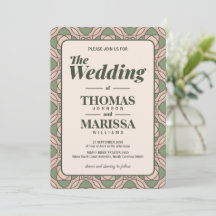 Salie groene Art Deco Trouw Uitnodiging QR Code