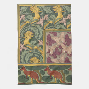 Salie Groene Art Nouveau Hopvlinder Kunst Theedoek