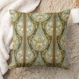 Salie Groene Art Nouveau Lelie Insect Patroon Kussen