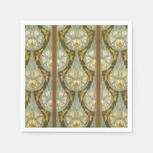 Salie Groene Art Nouveau Lelie Insect Patroon Servet