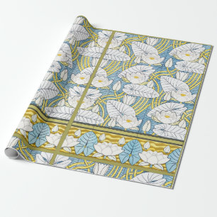 Salie Groene Art Nouveau Waterlelie Patroon Cadeaupapier