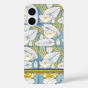 Salie Groene Art Nouveau Waterlelie Patroon iPhone 16 Hoesje