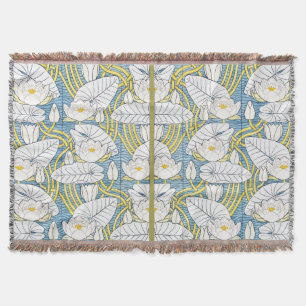 Salie Groene Art Nouveau Waterlelie Patroon Deken