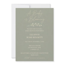 Salie Groene Baby in Bloom Baby Shower Uitnodiging