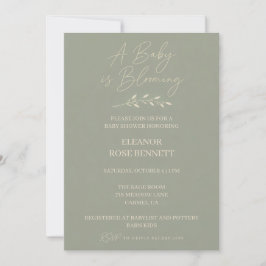 Salie Groene Baby in Bloom Baby Shower Uitnodiging