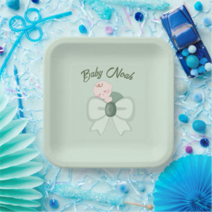 Salie groene baby jongen shower papieren borden bordje