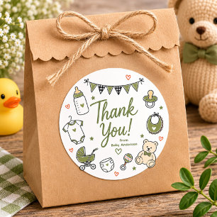 Salie Groene Baby Shower Bedankt Sticker