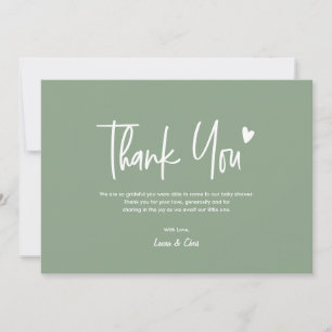 Salie Groene Baby Shower Hart Geslacht Neutraal Bedankkaart