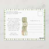 Salie groene babyshower bedank foto kaart (Achterkant)