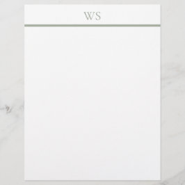 Salie Groene Balk Monogram Briefpapier Briefhoofd