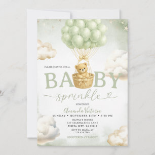 Salie Groene Beer Wolk Ballon Baby Shower Kaart