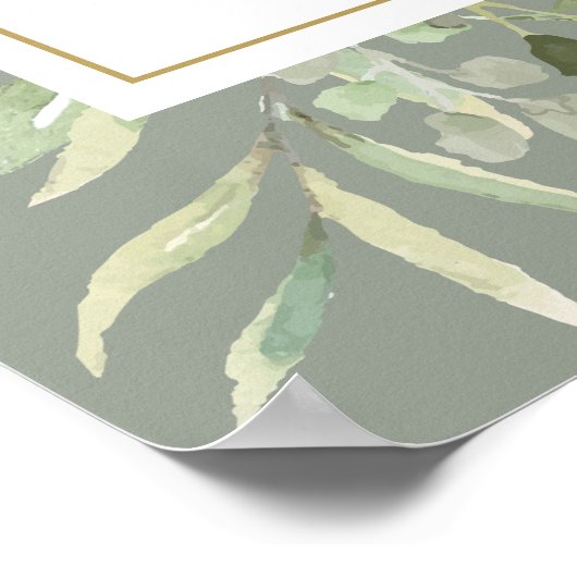 Salie Groene Begroetingsbord voor Trouwfeest Poster (Hoek)