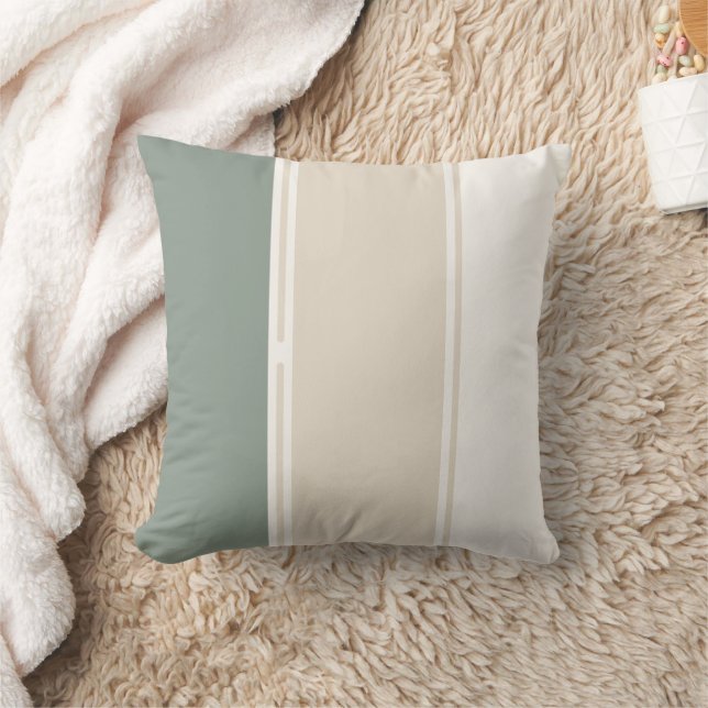 Salie Groene Beige Pastel strepen Kussen (Deken)