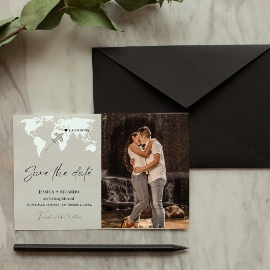 Salie groene bestemming bruiloft Save the date