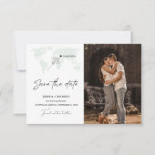 Salie groene bestemming bruiloft Save the date (Voorkant)