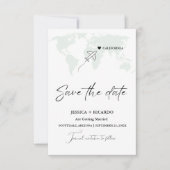 Salie groene Bestemming Huwelijk Save the date (Voorkant)