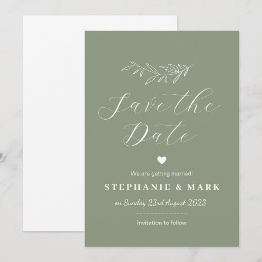 Salie groene bewaar de data, groene botanische  kaart (Voorkant / Achterkant)