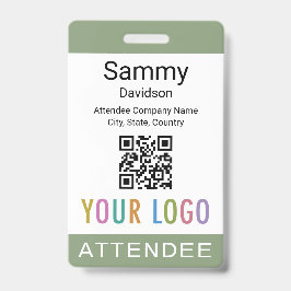 Salie Groene Bezoekersbadge QR-code Zakelijk Logo Badge