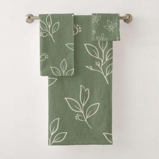 Salie Groene Blad Badkamer Handdoek Set (Insitu)