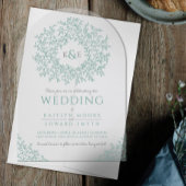 Salie groene blad monogram lijn kunst acryl uitnodigingen