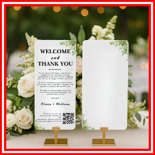 Salie Groene Bladeren Bedankt Welkom QR Code Kaart