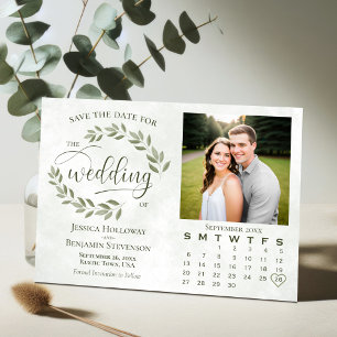 Salie Groene Bladeren Foto & Kalender Rustieke Tro Save The Date