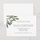 Salie Groene Bladeren Waterverf Trouwreceptie Informatiekaartje (Voorkant / Achterkant)