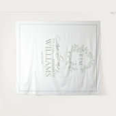 Salie Groene Bladereuze Wapenspreuk Trouwfoto Wandkleed (Voorkant (horizontaal))