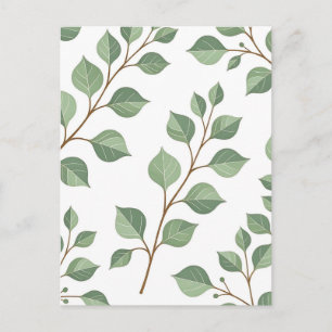 Salie Groene Bladerige Takken Botanische Waterverf Briefkaart