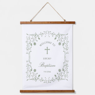 Salie Groene Bladwerk Frame Doop Welkom Hangend Wandkleed
