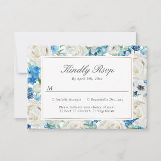 Salie Groene Blauwe Bloem RSVP Kaart