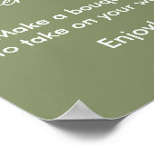 Salie Groene Bloem Bar Bruidsuitnodiging Poster (Hoek)