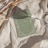 Salie Groene Bloem Boho Botanische QR Code Trouwen Kaart