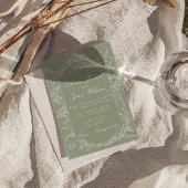 Salie Groene Bloem Boho QR Code Foto Bruiloft Kaart