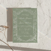 Salie Groene Bloem Boho QR Code Foto Bruiloft Kaart